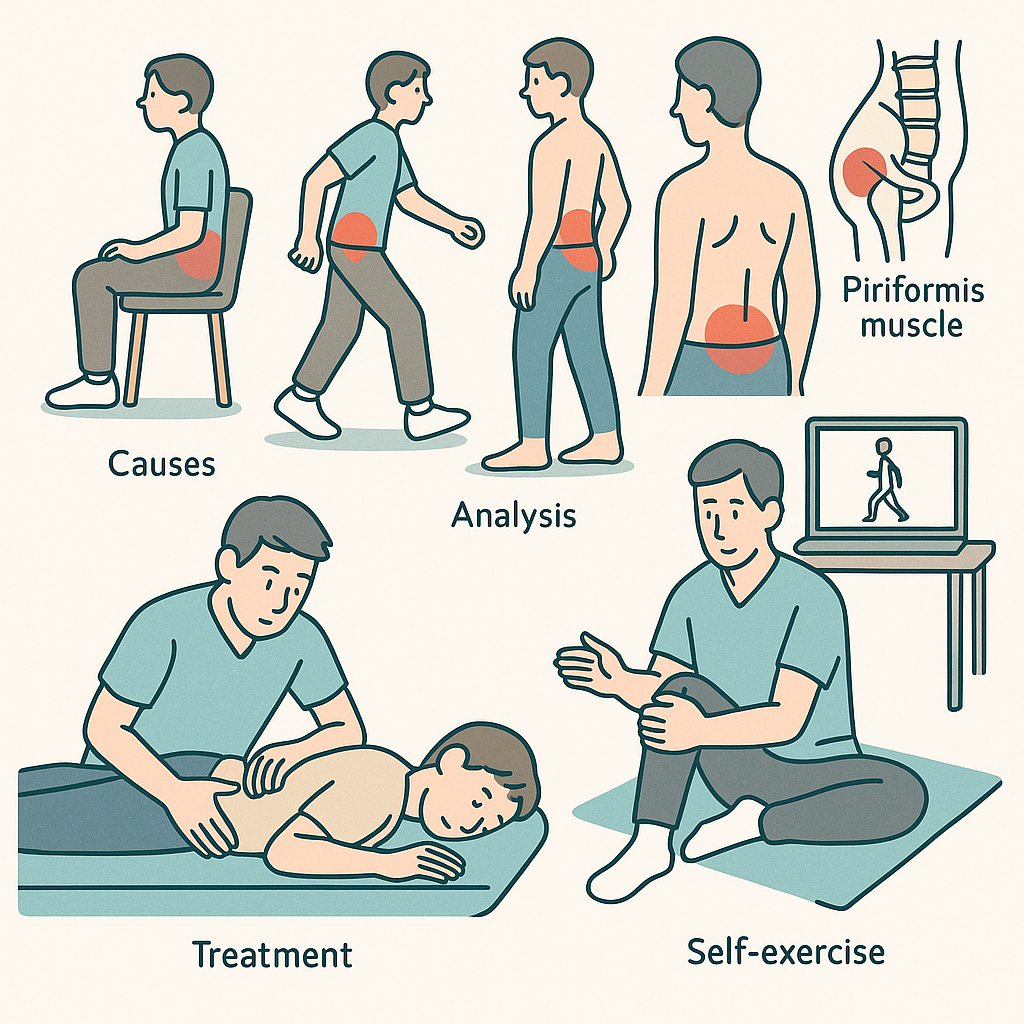 坐骨神経痛と姿勢のイラスト