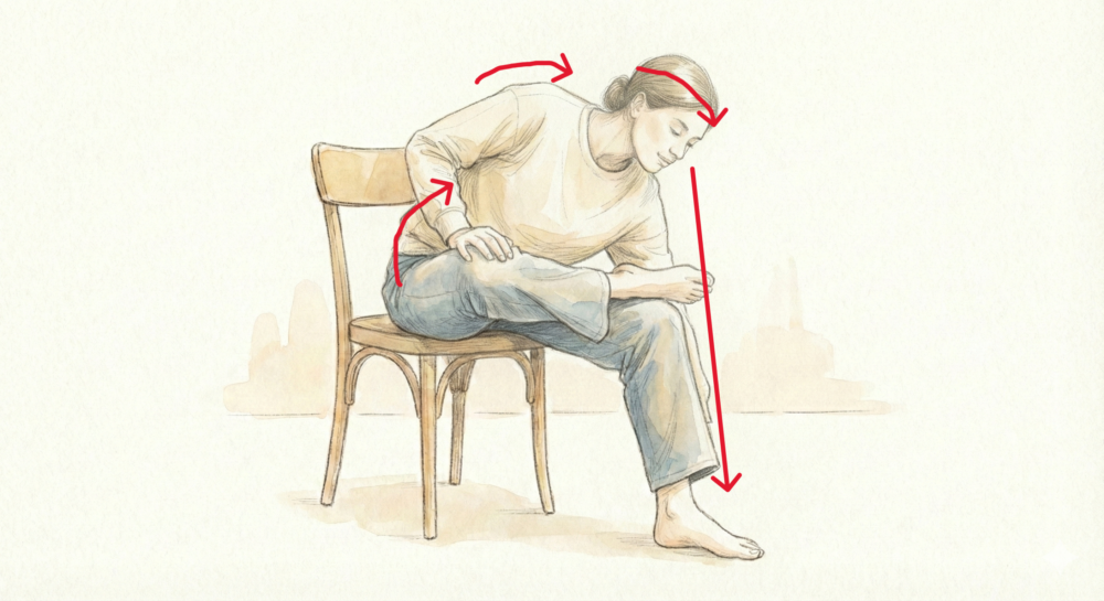 腰椎屈曲調整のイラスト